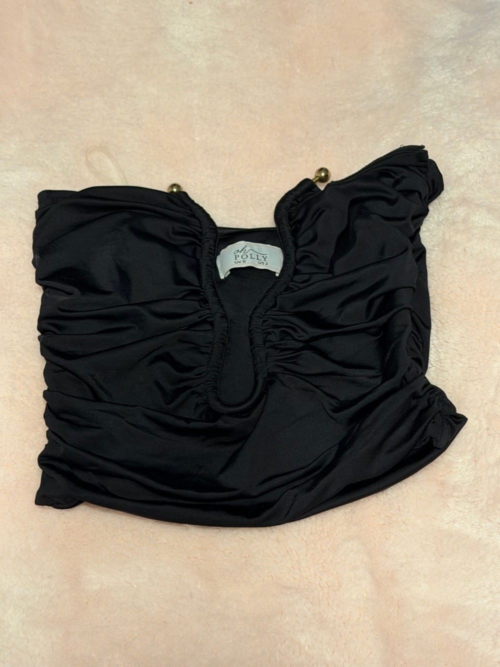 Oh Polly Black Ruched Top
